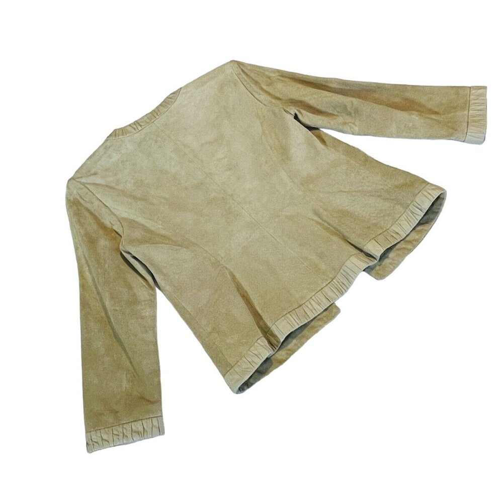 Marshall Fields Taupe Womens 4 Premium Suede Leather Trim Jacket Blazer - Picture 11 of 12